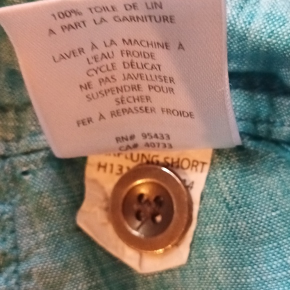 Horny Toad Linen Far flung Shorts Aqua Patch Pockets Drawstring Zip Button 6 - Picture 7 of 8